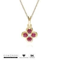 ราคา Gemondo จี้ทองคำ 9K ประดับทับทิมและเพชร ทรงดอกไม้ล้อมสไตล์คลาสสิก (ไม่รวมสร้อย) (23800308431)
