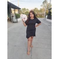 ราคา เดรสสีดำดีเทลชายโค้ง เรียบๆ หรูๆ ดูดี มีสไตล์จ้า เสื้อผ้าไซส์ใหญ่ สาวอวบ สาวอ้วน เสื้อผ้าคนอ้วน bigsize plussize Dress (558989756)