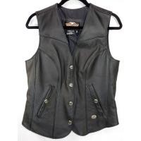 ราคา HARLEY-DAVIDSON® USA sz XL Black Snap Up Motorcycle Leather Vest 98240-97VW (28452076800)