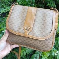 ราคา กระเป๋า Gucci Vintage Y2K แท้ Mini GG Canvas Flap Bag สีน้ำตาล หนังแท้ สะพายไหล่ Crossbody มือสอง ของแท้ (51457380570)