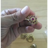 ราคา แหวนทับทิมตัวเรือนทองเหลือง งานไทยโบราณแหวนทองเหลืองแบบโบราณประดับพลอยหลากสีตามวันเกิด (BR-19) (22705492241)