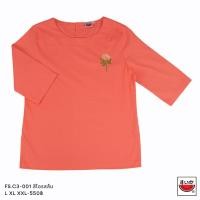 ราคา เสื้อแตงโม (SUIKA) - เสื้อคอตตอนเกาหลี คอปาดกระดุมหลัง 3 เม็ด แขนสามส่วน ( FS.C3 ) (18876011126)