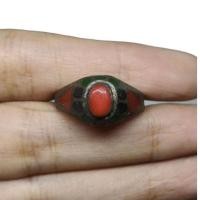 ราคา แหวนหินปะการัง แหวนโบราณ เงินเก่า ขนาด 59 Rare Unique Coral Ring Old Silver Size 59 or 9US Jewelry Vintage Ethnic Art (49200666735)