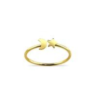 ราคา [พร้อมส่ง] แหวนเงินแท้ 925 พระจันทร์และดาวเงินเคลือบทอง /Gold-plated silver moon and star ring ใส่แล้วไม่แพ้ Silver thai (22080682832)