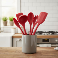 ราคา ชุดอุปกรณ์ครัวซิลิโคนเกรดอาหาร 5 ชิ้น: ไม้พาย, ช้อนซุป, ช้อนตักข้าว, ที่ขูด, และตะหลิว (48200799296)