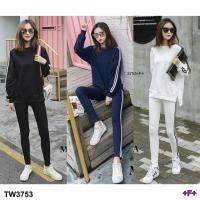 ราคา เซท 2 ชิ้น้สื้แขนยาว ทรงหน้าสั้นกลังยาว แขนแต่งแถบ มาพร้อมกางเกงขายาวเองสูง แต่งแถบ เนื้อผ้าคอตตอลแมงโก้เนื้อดี (761513463)