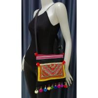 ราคา กระเป๋าสะพาย ผ้าใยกัญชง แต่งผ้าลายปักชาวเขา (25632750574)