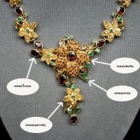 ราคา สร้อยคอพลอย โกเมน บุษราคัม มรกต และพลอยซิทริน ตัวเรือนเงินแท้ 92.5 % ชุบทอง ความยาวสร้อยคอ 46 ซม. (26008776579)