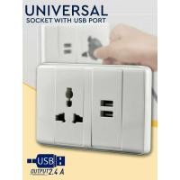 ราคา ปลั๊กไฟอเนกประสงค์พร้อมช่อง USB แบบติดผนัง Universal Socket with USB Port (ส่งฟรี) (3401914685)