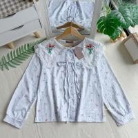 ราคา ป้าย HEAHA เสื้อคอบัวปักดอกไม้แขนยาว (26916892466)