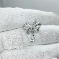 ราคา (สินค้าพร้อมส่ง) ต่างหูเพชรรูปโบว์ CZ ทรงหยดน้ำ งานแบบน่ารักๆ (94557298)