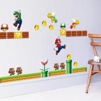 ราคา Super Mario Bros วอลล์เปเปอร์สติ๊กเกอร์ติดผนังห้องนอนเด็ก 3D พื้นหลังโปสเตอร์ Dinding Bilik Tidur Kanak Mario (21596349263)