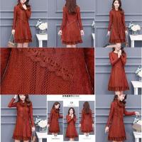 ราคา ชุดเดรส แขนยาว ผ้าลูกไม้ สีน้ำตาล (3617137106)