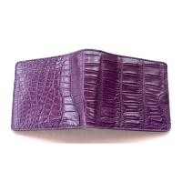 ราคา Huncroc กระเป๋าสตางค์หนังจระเข้แท้ ส่วนหนังท้อง สีม่วง ฟรีพวงกุญแจหางจระเข้ (29588483542)