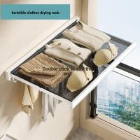 ราคา ที่มองไม่เห็นราวตากผ้าพับแห้งสุทธิระเบียงห้องนอนห้องน้ํารองเท้าราวตากผ้าในครัวเรือนเจาะฟรีดึงออกราวตากผ้า (55555109556)