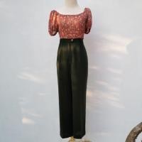 ราคา กางเกงเอวสูงสีเขียวขี้ม้า​ เอว29 (3818866384)