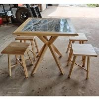 ราคา TD ชุดโต๊ะกาแฟลายหินอ่อน 4ที่นั่ง (70x70x75cm.) ท๊อปไม้ยางพาราบุหินอ่อน (16842216588)