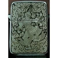 ราคา Zippo Replica Brass 1941 ของแท้ สีเงินด้าน ยิงเลเซอร์ ลายทศกัณฐ์10กร 5 ด้าน (26206000554)