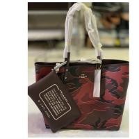 ราคา COACH F31451 Reversible City Tote with Wild CAMO print Burgundy Multi / Silver (1678430225)