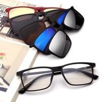 ราคา Spring hinge glasses PC แว่นคลิปออน เปลี่ยนเลนส์ 5 แบบ กันแดด ตัดแสงสะท้อน โพลาไรซ์ polarized clip on sunglasses แว่นตา (1472455690)