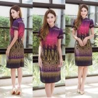 ราคา ชุดเดรสผ้าไทยผ้าฝ้ายสกลหมักโคลนพิมพ์ลายมัดหมี่มีซับในทั้งชุดซิปซ่อนด้านหลัง​ผ่าชายกระโปรง​ด้านหลังเพื่อความสะดวกเวลาเดิน (5462506971)