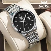 ราคา OPK นาฬิกา ผู้ชาย แฟชั่น watch 100% แท้ นาฬิกาข้อมือกันน้ำได้ ควอตซ์ หนัง แนวโน้ม สายสเตนเลส สีดำ เพชร แสงสว่าง 6010 (25167036329)