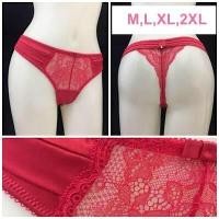 ราคา จีสตริงสาวอวบ M,L,XL,2XL ผ้าซาตินแต่งลูกไม้สีแดงเซ็กซี่งานนำเข้า (1272412961)