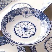 ราคา จานเซรามิกลายดอกไม้ญี่ปุ่น ลายคราม 8 นิ้ว จานกลมก้นลึกลายดอกญี่ปุ่นโบราณ จานตกแต่งลายสีคราม จานในร้านอาหาร จานลายญี่ปุ่น (41313362712)