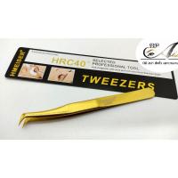 ราคา Tweezersสีทอง แบบโค้งหัก คีมคีบ คีมต่อขนตา สำหรับต่อขนตา (15859623812)
