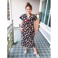 ราคา ชุดเดรสคอกะเหรี่ยงผ้าฝ้ายพิมพ์ลาย (3436979151)