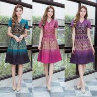 ราคา เดรสผ้าไทย ผ้าฝ้ายสกลหมักโคลน งานสวยมากออกแบบได้สวยหรู พร้อมส่ง L (12016158771)