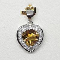 ราคา จี้ ซิทริน(Citrine)  พลอยแท้ ขนาด 8×9 มม.สีเข้ม เหมือนบุษราคัม สวย เจียรไนทรงหยดน้ำ ตัวเรือนรูปหัวใจ เงิน 925 (3556031331)