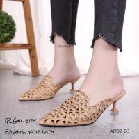 ราคา รองเท้าส้นสูง หนังนิ่ม ฉลุลายสวย (1499395685)