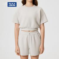 ราคา OLaLa Leisure Yoga Sports Set Short Sleeves Cropped Top And Casual Sports Shorts (44400804970)