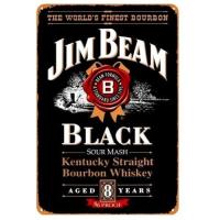 ราคา Vintage Jim Beam Black Metal Sign, 12 x 8 Kentucky Sour Mash Whiskey Tin Sign (29341518891)