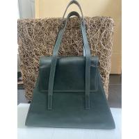 ราคา กระเป๋าถือหนังแท้สีเขียวขี้ม้ามือสอง (10163432996)