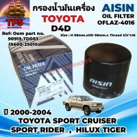 ราคา TOYOTA TIGER D4D SPORTRIDER SPORTCRUISER กรองเครื่อง AISIN 4016 แท้ กรองน้ำมันเครื่อง โตโยต้า ไทเกอร์ d4d (57404851028)
