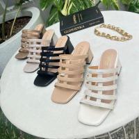 ราคา รองเท้าสานสาย 5 เส้น A240 ฐานเหลี่ยมทรงเอกันพลิกล้มได้ดี สายสานกว้างพร้อมซับผ้าด้านในไม่บาดเท้า (40202784509)