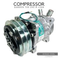 ราคา คอมเพรสเซอร์ ซันเด้น 709 แท้ 7H15 มู่เล่ 2 ร่อง 24 โวลต์ COM0191 COMPRESSOR SANDEN 709 7H15 24V คอมแอร์ พูเล่ 2 ร่อง mod (22479798847)