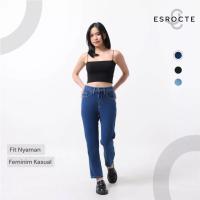 ราคา กางเกง ESROCTE Zaya | กางเกงยีนส์เอวสูงทรงบอยเฟรนด์ผู้หญิงจัมโบ้ – สีกรมท่า สีฟ้าอ่อน– 26–38 (NEW SIZE) (48102545879)