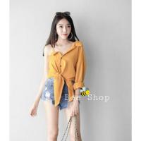 ราคา เสื้อเปิดไหล่ข้างเดียวแต่งเชิ้ต สายเดี่ยวที่ไหล่สามารถปรับได้ เอวผูกตามชอบ (2628079801)