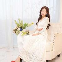 ราคา ▣ ชุดเดรสยาวคอวีลูกไม้ฤดูร้อน กระโปรงทรงเอเข้ารูปเอวสูง สไตล์เกาหลี ชุดเดรสชายหาด ชุดนางฟ้า ชุด (27241942698)