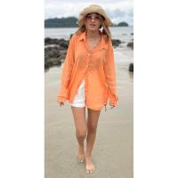 ราคา เสื้อเชิ้ตสีส้มซีทรูมีออกวิ้งๆหน่อยๆผ้าใส่สบาย (23982102575)