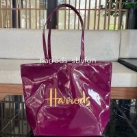 ราคา Harrods * พร้อมส่ง * Burgungy Logo Shoulder Tote Bag ของแท้ 100% จากอังกฤษ (7892141833)