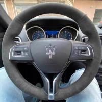ราคา สําหรับ Maserati Quattroporte Ghibli Levante 16-23 มือเย็บสบายพวงมาลัยรถ DIY นุ่ม suede รถ Interiorauto ชิ้นส่วนตกแต่งรถ (42478025845)