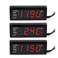 ราคา นาฬิกา LED ติดรถ ใช้ไฟ 12V ไฟสีแดง 3 in 1 (2863983382)