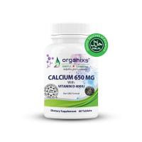 ราคา Organixs Halal Calcium 650 MG with Vitamin D 400 IU Daily Supplement To Support Bone Health, 60 Tablets Expiry 03/2027 (41722853746)