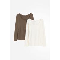 ราคา H&M(เอชแอนด์เอ็ม) MAMA เสื้อคอตตอนแพ็ค 2 ตัว ผู้หญิง 1179607_1 (46655432152)