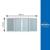 ราคา HOFFEN หน้าต่างบานเลื่อน UPVC F-S-S-F มุ้ง PRO 240X110 ซม. สีขาว จัดส่งโดย HomePro (24061602037)