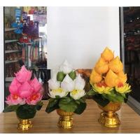 ราคา พาน พานดอกบัว ดอกบัวประดิษฐ์ ดอกไม้ประดิษฐ์ พานดออกไม้ สินค้ามี 3สี (ราคาต่อคู่) (18735793762)